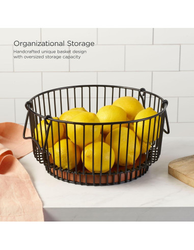 Cesta de Alambre Mikasa Centro Ashford con Base de Madera