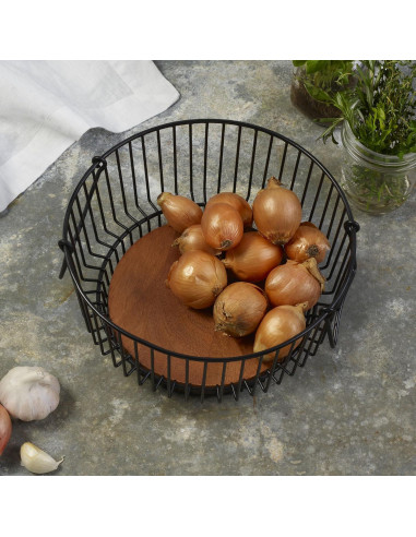 Cesta de Alambre Mikasa Centro Ashford con Base de Madera