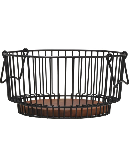 Cesta de Alambre Mikasa Centro Ashford con Base de Madera