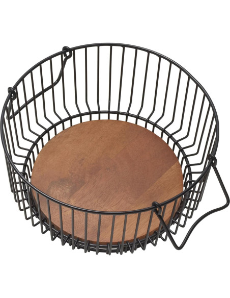 Cesta de Alambre Mikasa Centro Ashford con Base de Madera