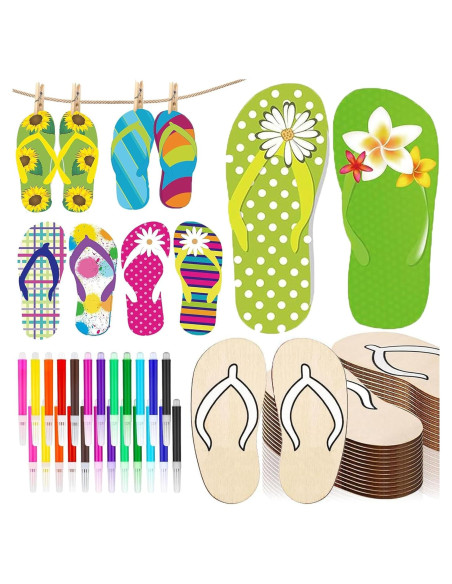 Chanclas de Madera Sin Terminar para Manualidades Thrseely - 24 Piezas