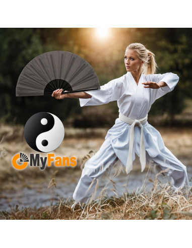 Abanico Plegable OMyFans Negro 64.8 cm para Rave y Baile