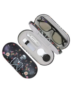 Estuche 2 en 1 para Gafas y Lentes de Contacto SCYJH - Calavera Negra
