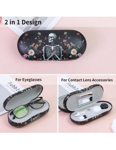 Estuche 2 en 1 para Gafas y Lentes de Contacto SCYJH - Calavera Negra 2