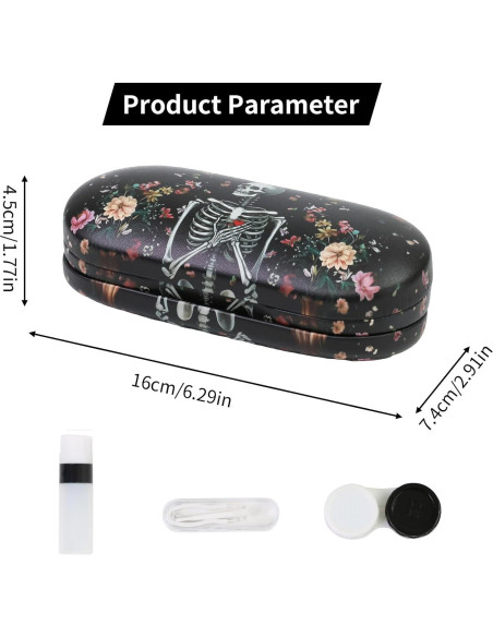 Estuche 2 en 1 para Gafas y Lentes de Contacto SCYJH - Calavera Negra