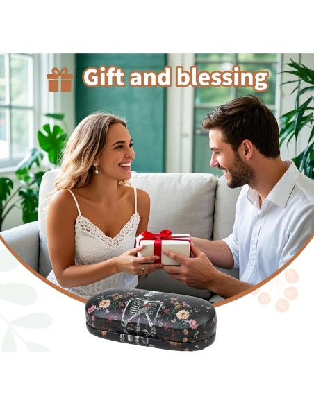 Estuche 2 en 1 para Gafas y Lentes de Contacto SCYJH - Calavera Negra