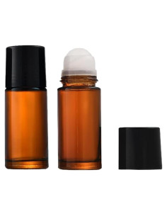 Set de 2 Botellas de Vidrio Marrón 50ml PurYupearl con Rodillo