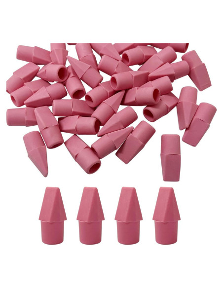 40 Borradores de Goma Rosa KVZVK para Lápiz - Tapas Cuña
