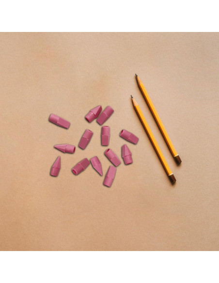 40 Borradores de Goma Rosa KVZVK para Lápiz - Tapas Cuña