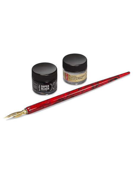Conjunto de Pluma y Tinta India Speedball con Soporte de Mármol