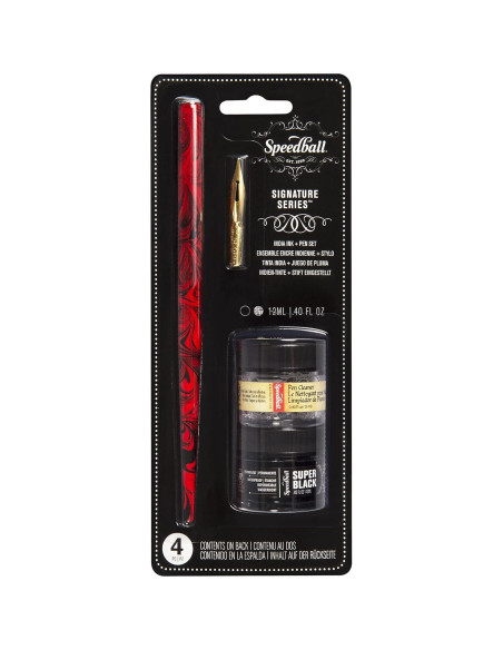 Conjunto de Pluma y Tinta India Speedball con Soporte de Mármol