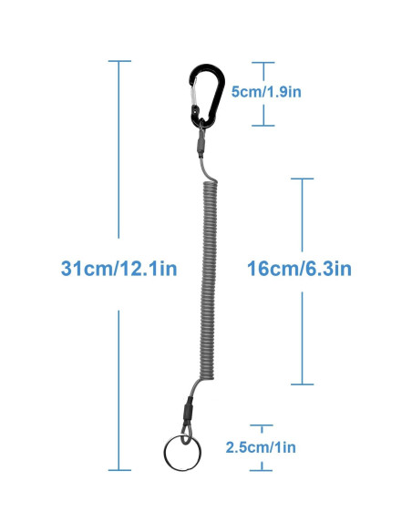 Lanyard Retráctil Lix&Rix Espiral Seguridad 150 cm Negro