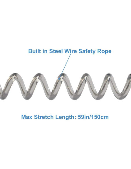 Lanyard Retráctil Lix&Rix Espiral Seguridad 150 cm Negro