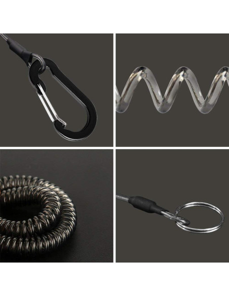 Lanyard Retráctil Lix&Rix Espiral Seguridad 150 cm Negro