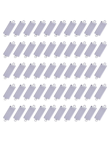 Bandejas de Colgante Rectangulares Shapenty Acero Inoxidable 25x10mm 50PCS