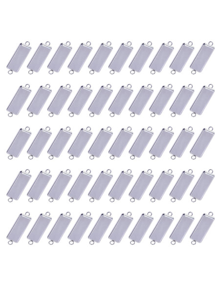 Bandejas de Colgante Rectangulares Shapenty Acero Inoxidable 25x10mm 50PCS