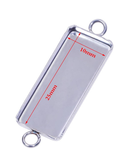 Bandejas de Colgante Rectangulares Shapenty Acero Inoxidable 25x10mm 50PCS