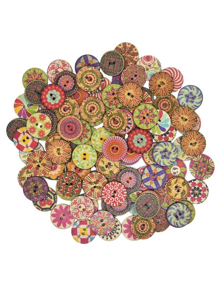 200 Botones Redondos de Madera Renashed 20mm para Manualidades