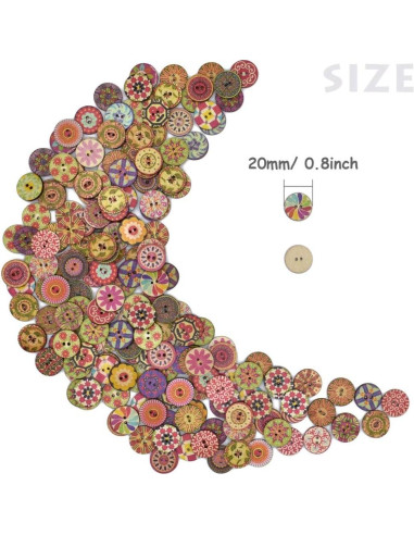 200 Botones Redondos de Madera Renashed 20mm para Manualidades