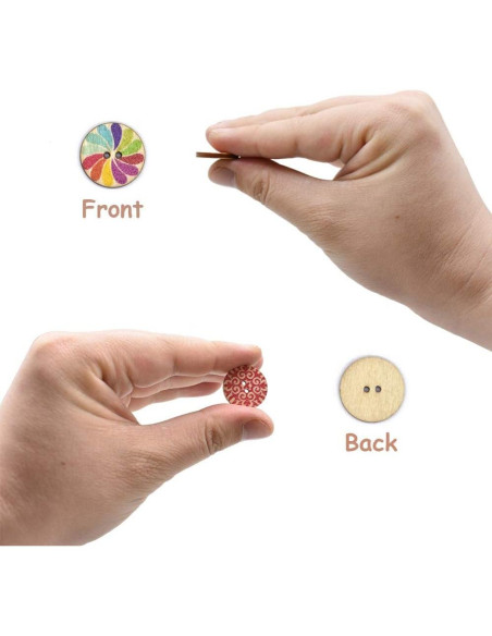 200 Botones Redondos de Madera Renashed 20mm para Manualidades