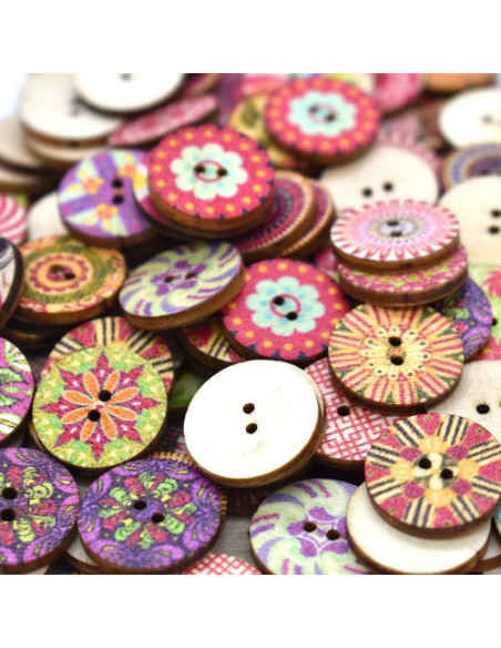 200 Botones Redondos de Madera Renashed 20mm para Manualidades