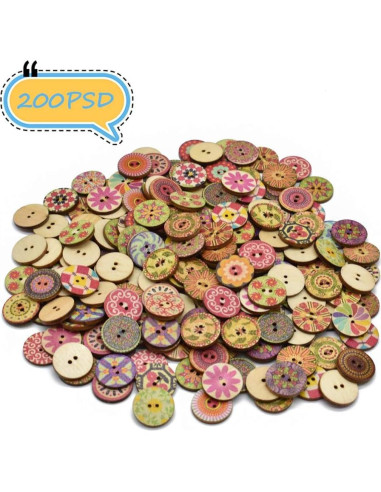 200 Botones Redondos de Madera Renashed 20mm para Manualidades