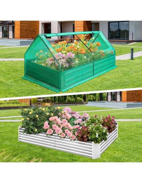 Cama de Jardín Elevada GSJSWX 1.83x0.91x0.91m con Cubierta