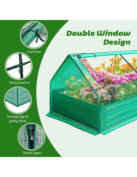 Cama de Jardín Elevada GSJSWX 1.83x0.91x0.91m con Cubierta