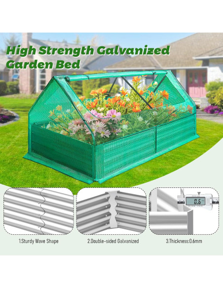 Cama de Jardín Elevada GSJSWX 1.83x0.91x0.91m con Cubierta