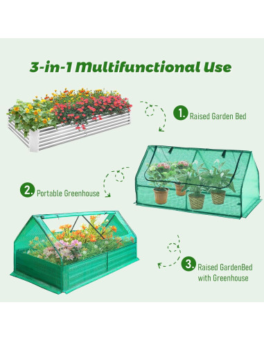 Cama de Jardín Elevada GSJSWX 1.83x0.91x0.91m con Cubierta