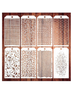 8 Plantillas para Manualidades Boqon - Diseño Leopardo y Ladrillo