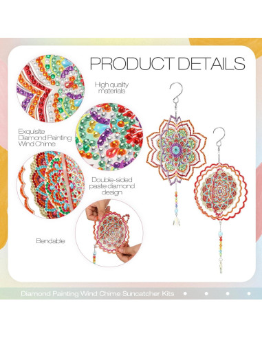 Campanas de Viento 3D Queekay 2 Piezas Acrílico Floral