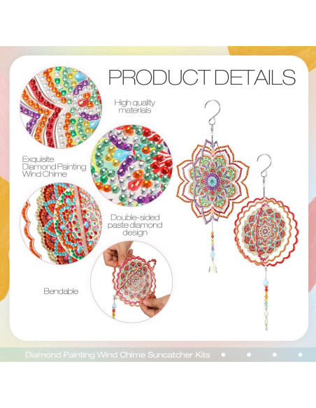 Campanas de Viento 3D Queekay 2 Piezas Acrílico Floral