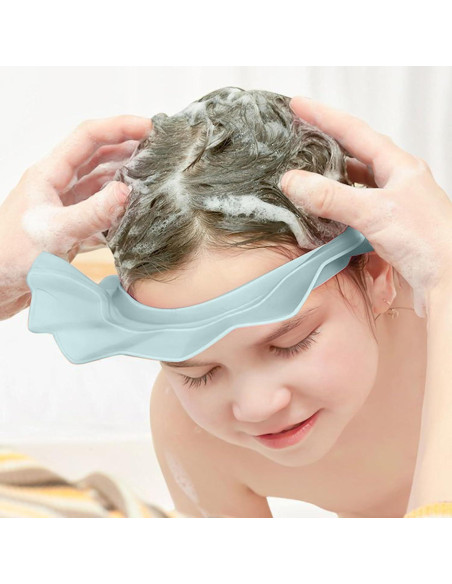 Escudo de Lavado de Cabello para Bebé Ajustable - Gorro Azul