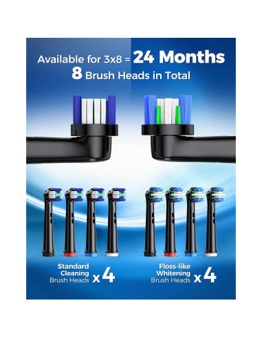Cepillo de Dientes Eléctrico Rotativo TEETHEORY con 8 Cabezas