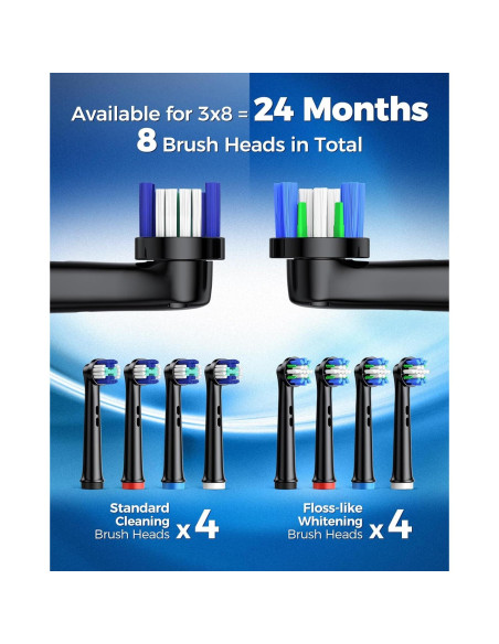 Cepillo de Dientes Eléctrico Rotativo TEETHEORY con 8 Cabezas
