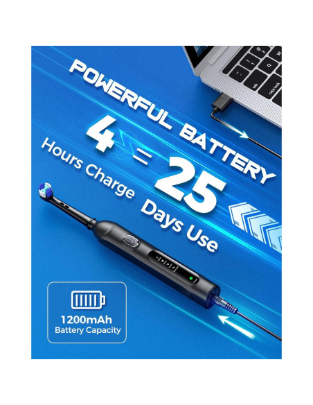 Cepillo de Dientes Eléctrico Rotativo TEETHEORY con 8 Cabezas