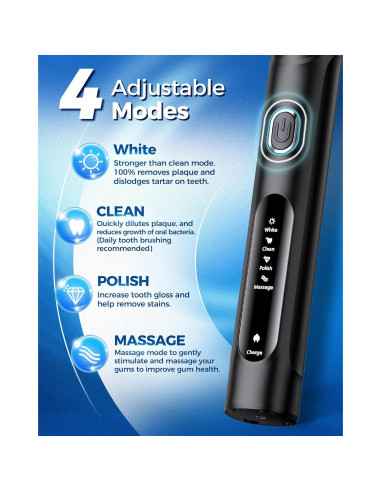 Cepillo de Dientes Eléctrico Rotativo TEETHEORY con 8 Cabezas