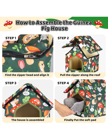 Escondite Plegable para Cobayas Yigerlee 22x22x26.9cm Antideslizante