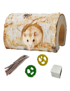 Túnel de Madera Natural para Hámster MUYG 15x12.5x9.5 cm