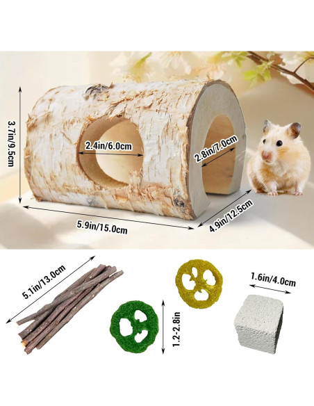Túnel de Madera Natural para Hámster MUYG 15x12.5x9.5 cm