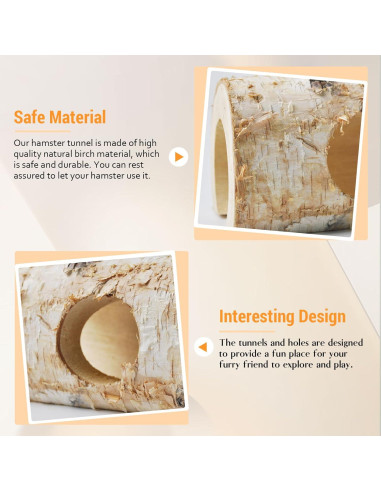 Túnel de Madera Natural para Hámster MUYG 15x12.5x9.5 cm