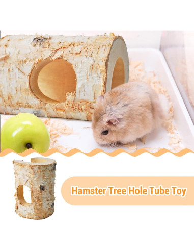 Túnel de Madera Natural para Hámster MUYG 15x12.5x9.5 cm