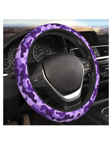 Cubierta de Volante JKJOJIA Camo Morado 38 cm Antideslizante