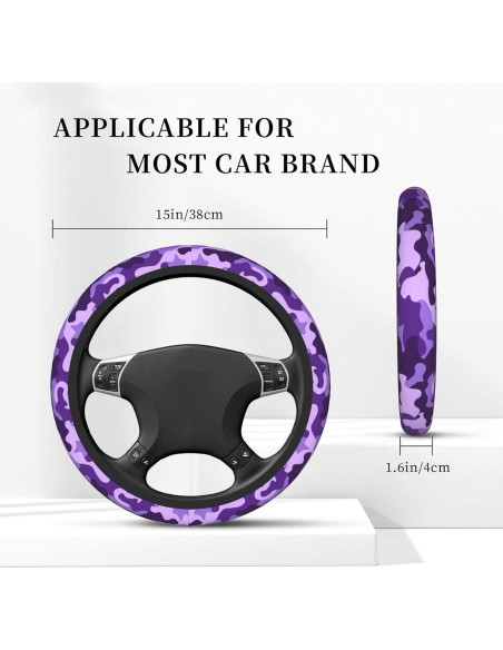 Cubierta de Volante JKJOJIA Camo Morado 38 cm Antideslizante