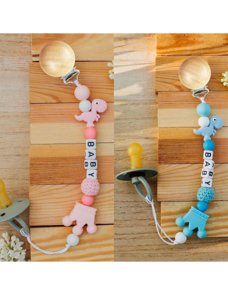 16 Clips de Chupete de Madera Natural para Bebés - NZ-2