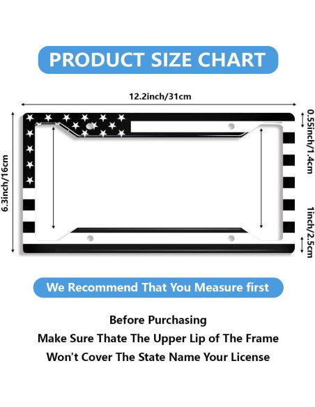 Marco de Placa de Licencia NOCITUN Bandera Americana 30.48x15.24 cm