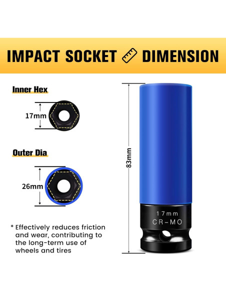 Juego de Enchufes de Rueda BOEN 17mm Acero Cr-Mo 6 Puntos