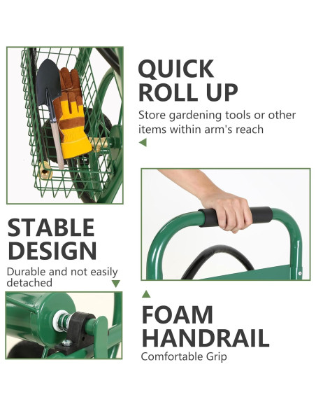 Carrete de Manguera PayLessHere 300 Pies Verde Resistente