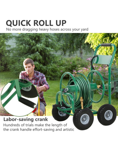 Carrete de Manguera PayLessHere 300 Pies Verde Resistente